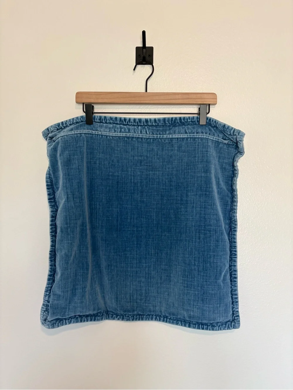 Pottery Barn Velvet Chambray Square Pillow Sham Boho Decor Blue 20